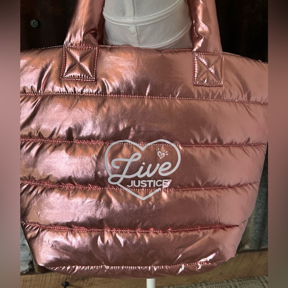 ❤️Justice Live Justice Metallic  Pink Tote Bag - Picture 2 of 7